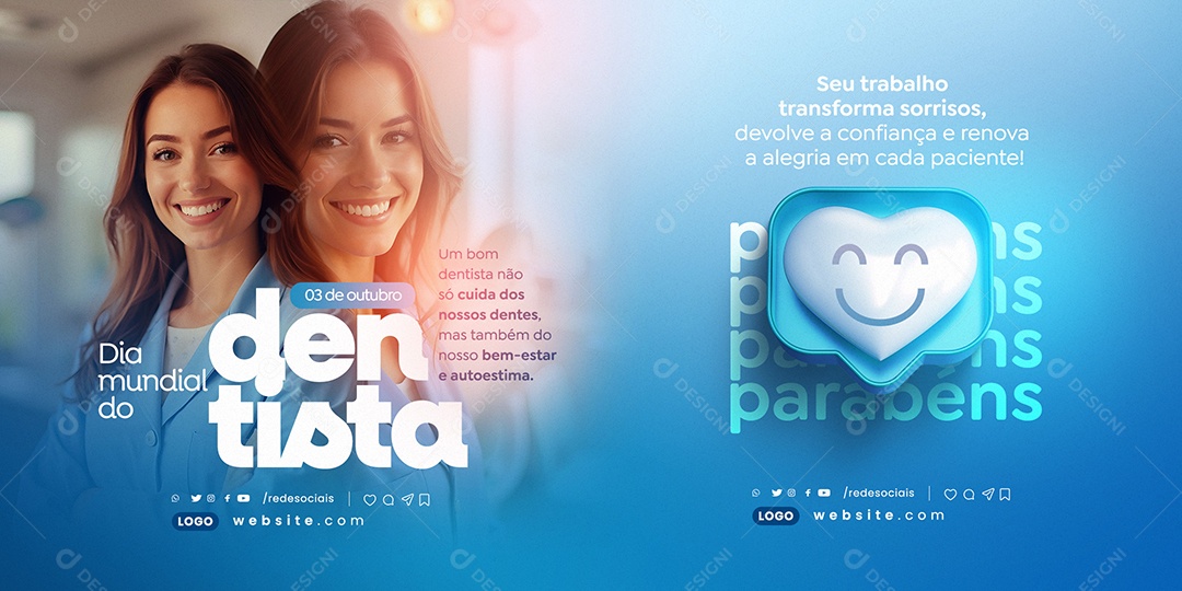 Dia Mundial do Dentista 03 de Outubro Social  Media PSD Editável