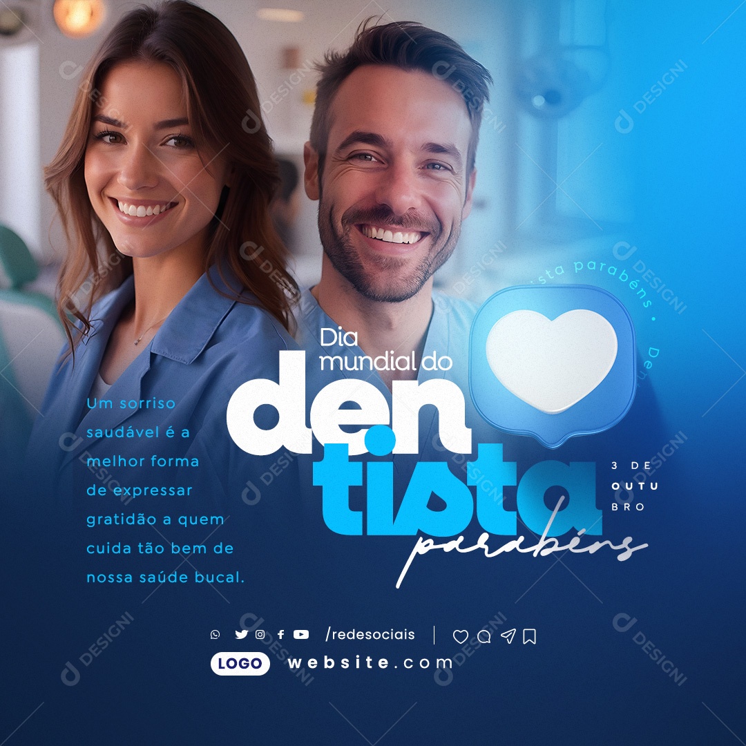 Dia Mundial do Dentista 03 de Outubro Social  Media PSD Editável