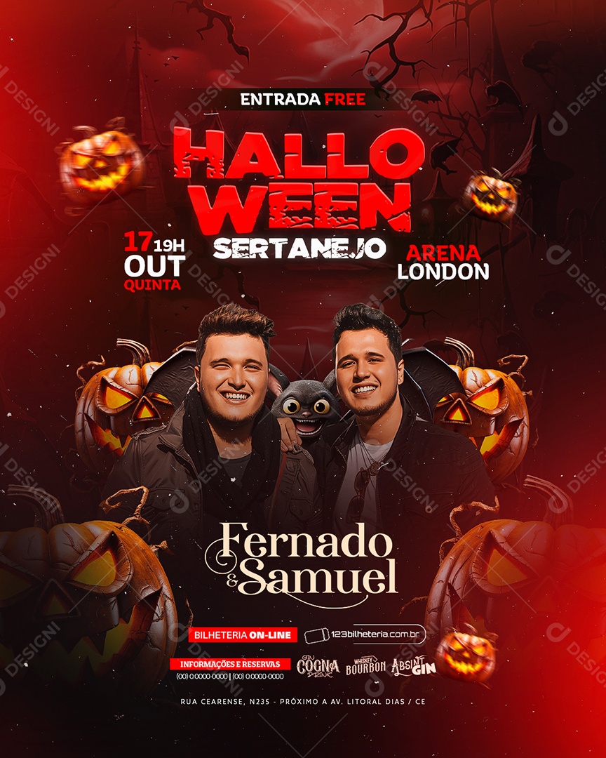 Flyer Halloween Sertanejo Fernado e Samuel Social Media PSD Editável