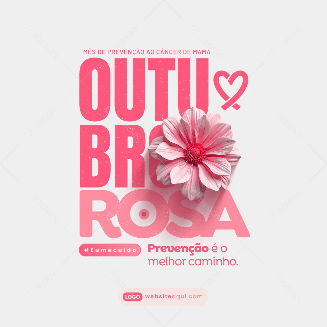 Outubro Rosa Mês de Prevenção ao Câncer de Mama Social Media PSD Editável