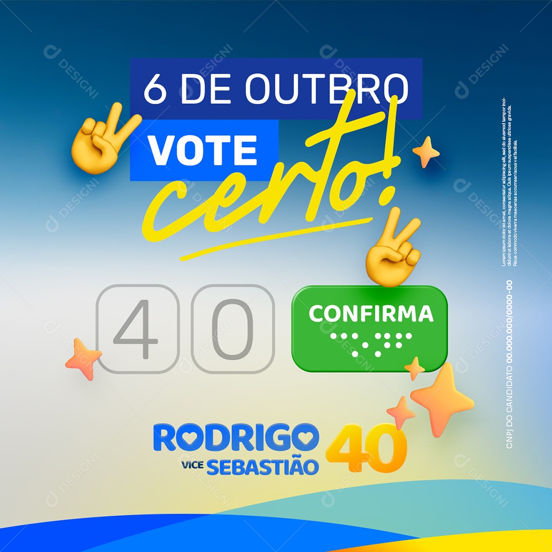 Política Vote Certo Prefeito Rodrigo Social Media PSD Editável
