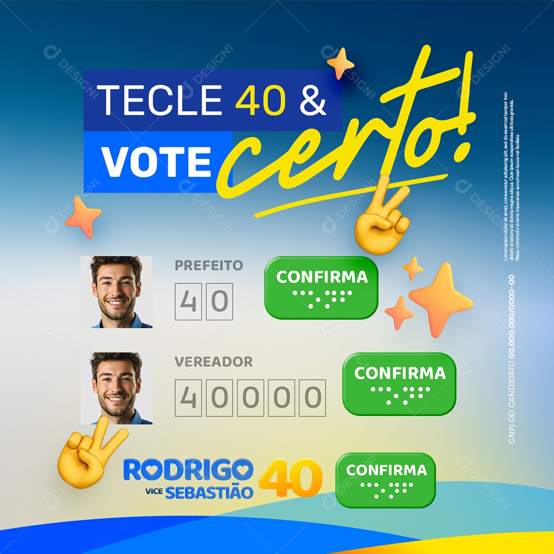 Política Prefeito Rodrigo Tecle 40 e Confirma Social Media PSD Editável