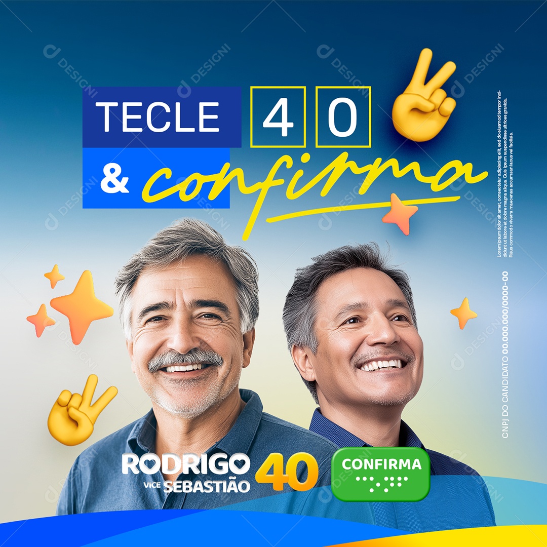 Política Tecle 40 e Confirma Prefeito Rodrigo Social Media PSD Editável