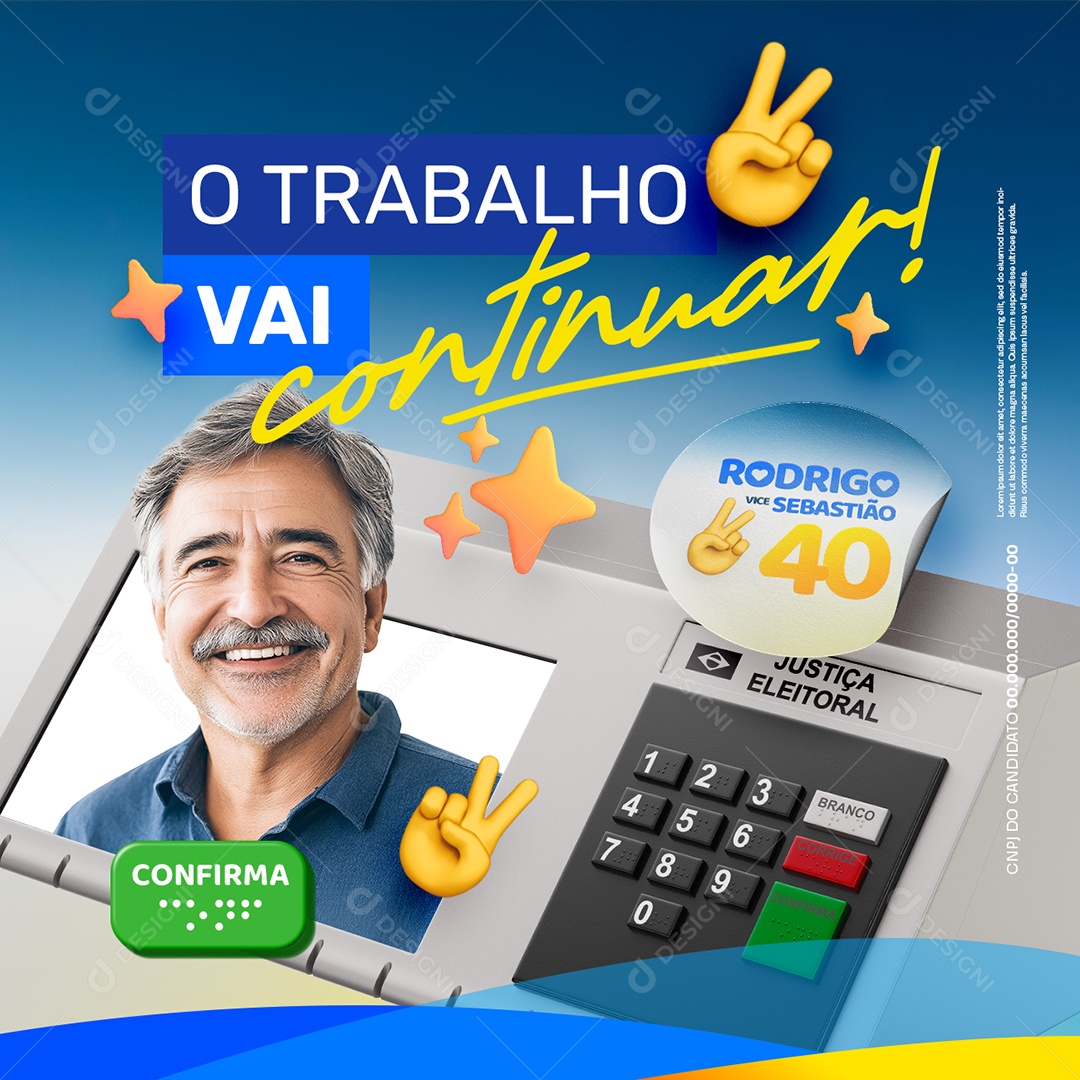 Política Prefeito Rodrigo O Trabalho Continuar Social Media PSD Editável