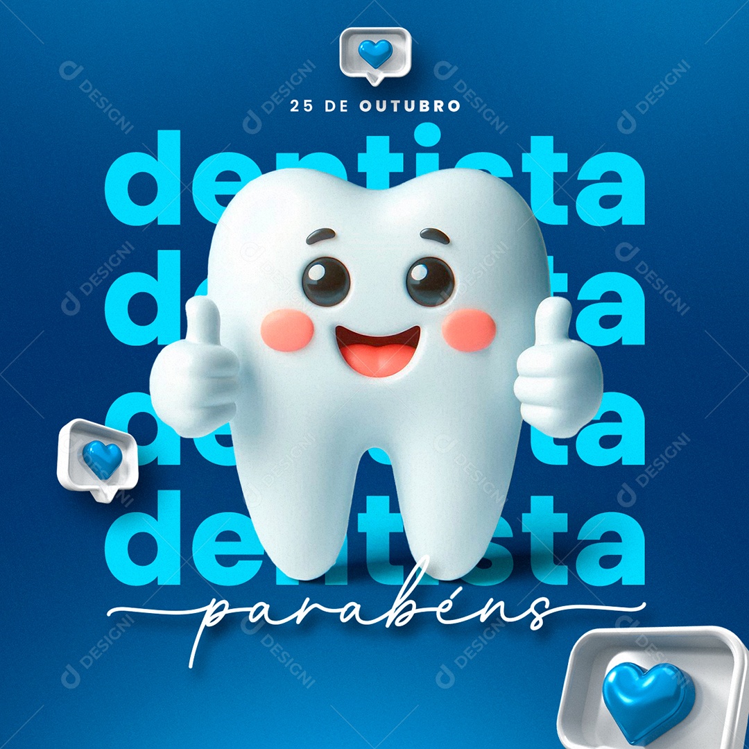 Dia Nacional do Dentista 25 de Outubro Parabéns Social Media PSD Editável