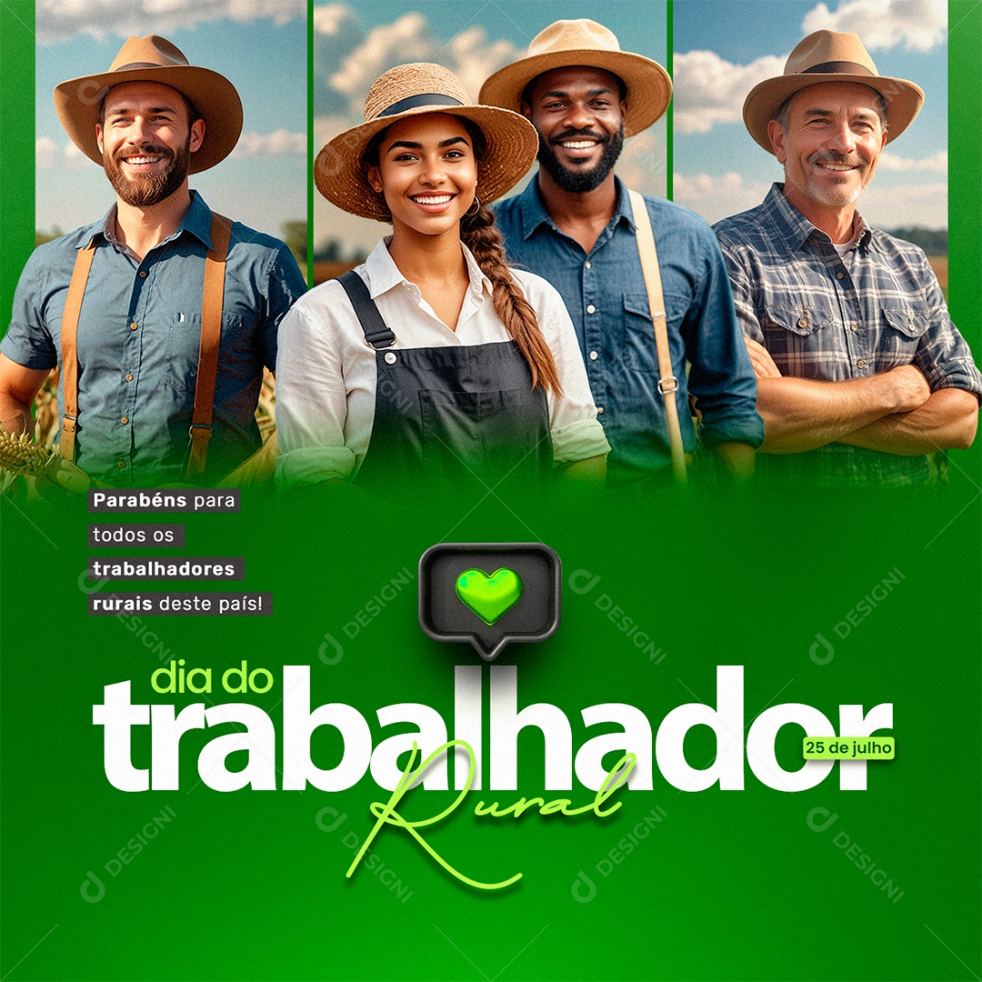 Dia do Trabalhador Rural 25 de Julho Social Media PSD Editável
