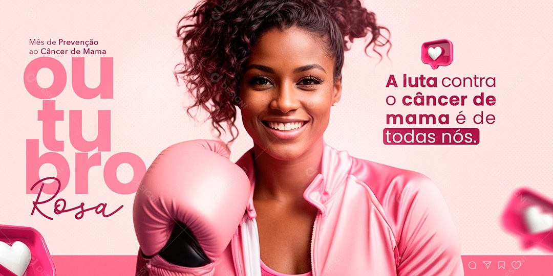 Carrossel Outubro Rosa A Luta Contra o Câncer de Mama Social Media PSD Editável