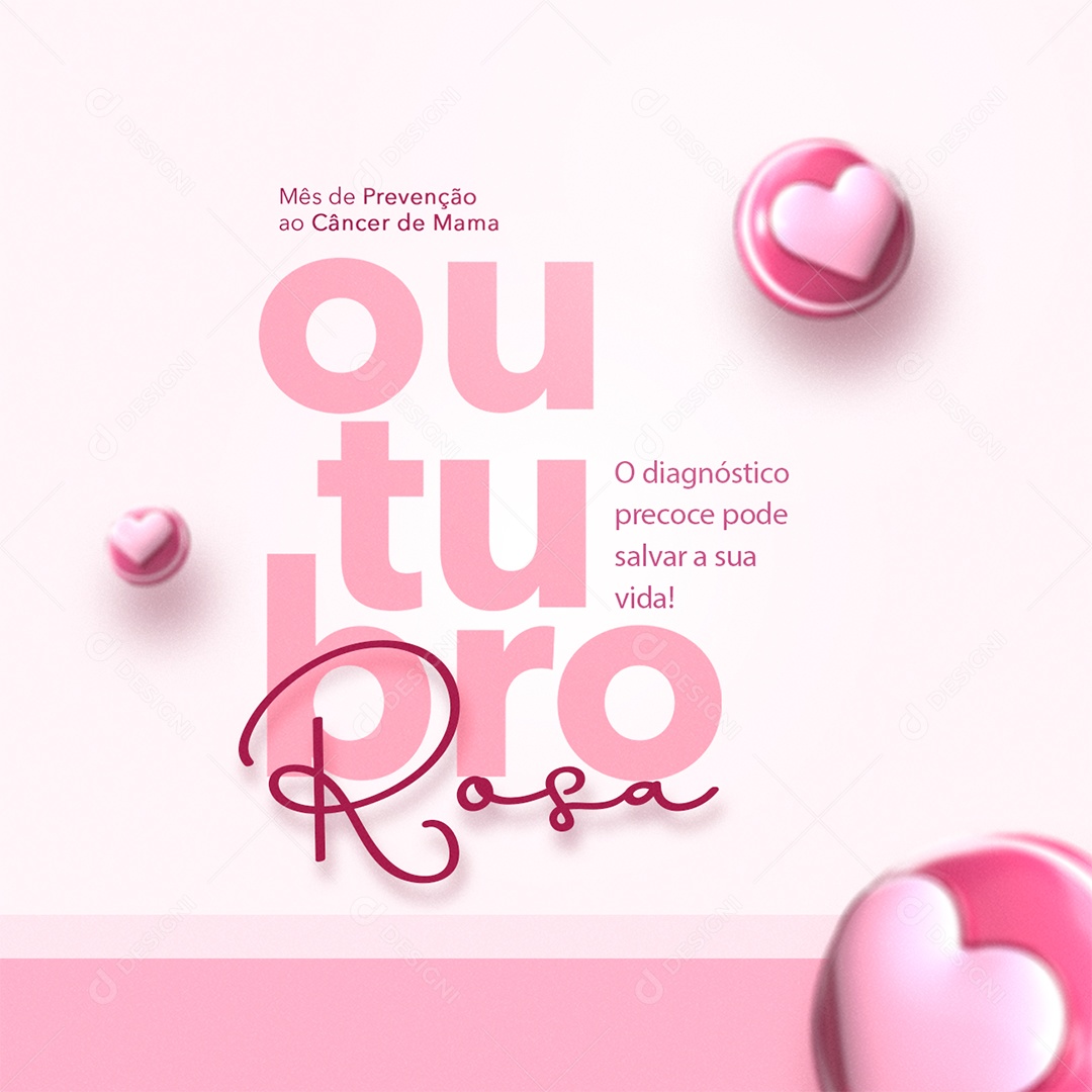 Outubro Rosa Mês de Prevenção ao Câncer de Mama Social Media PSD Editável