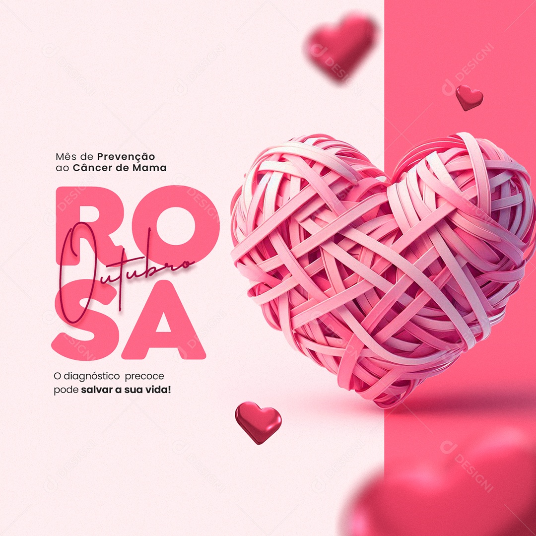 Outubro Rosa Mês de Prevenção ao Câncer de Mama Social Media PSD Editável