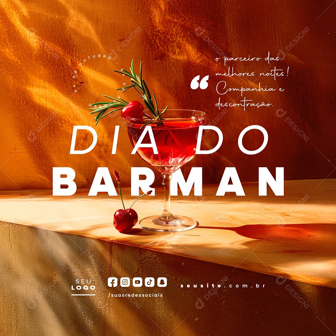 Dia do Barman 04 de Outubro Social Media PSD Editável