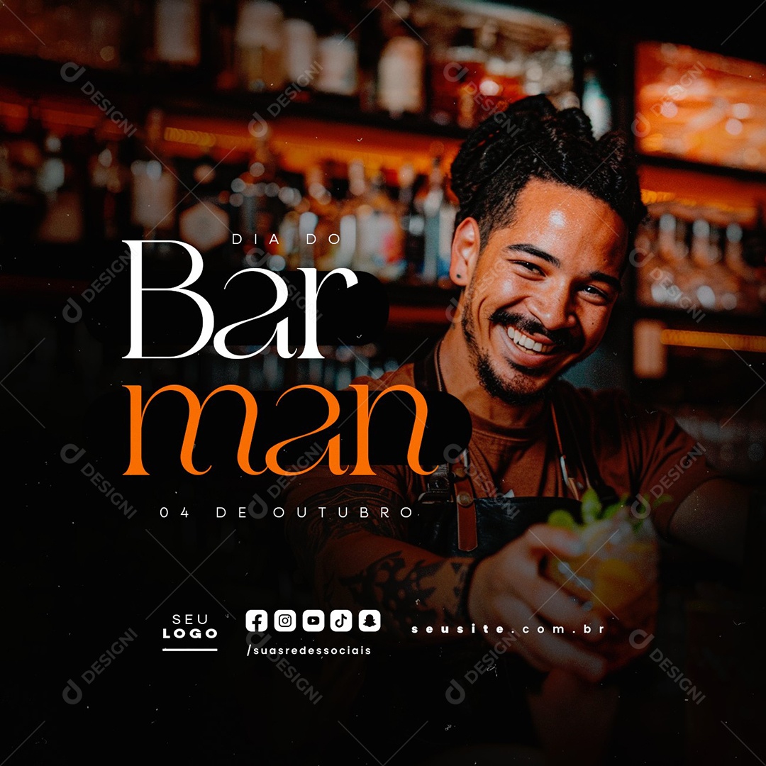 Dia do Barman 04 de Outubro Social Media PSD Editável