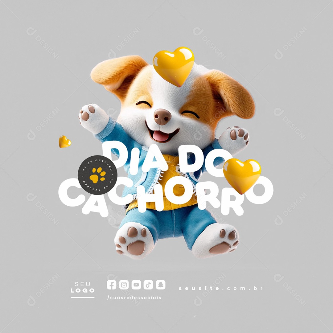 Social Media Dia do Cachorro 04 de Outubro PSD Editável