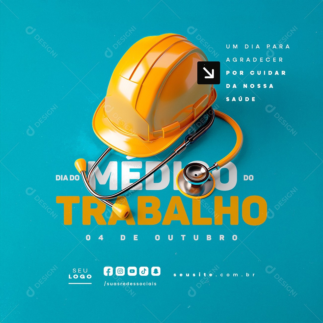 Dia do Médico do Trabalho 04 de Outubro Um Dia para Agradecer Social Media PSD Editável