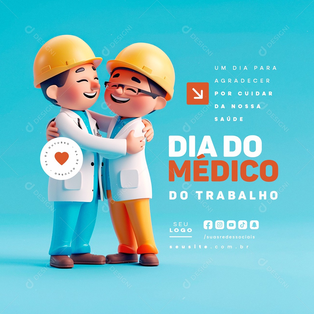 Dia do Médico do Trabalho 04 de Outubro Um Dia para Agradecer Social Media PSD Editável