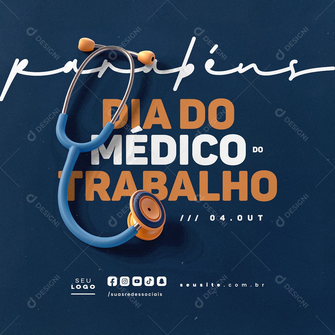 Dia do Médico do Trabalho 04 de Outubro Parabéns Social Media PSD Editável