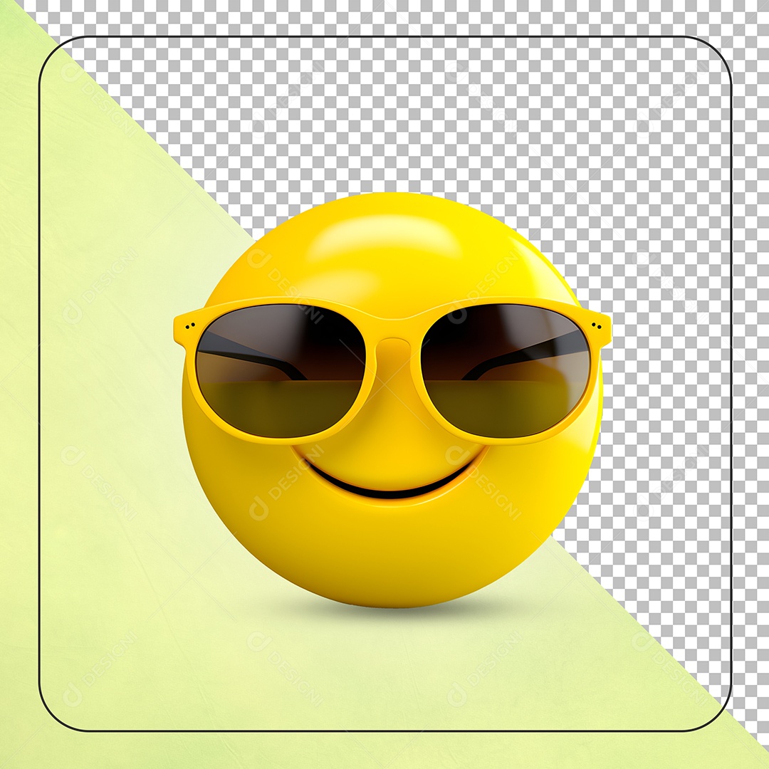 Emoji Sorridente Com Óculos De Sol Elemento 3D para Composição PSD