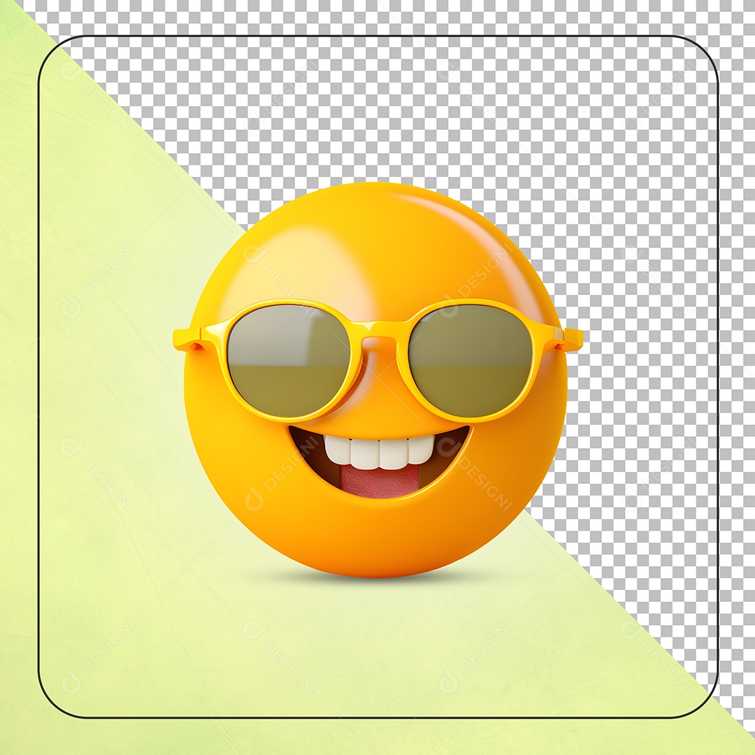Emoji Sorridente Com Óculos De Sol Elemento 3D para Composição PSD