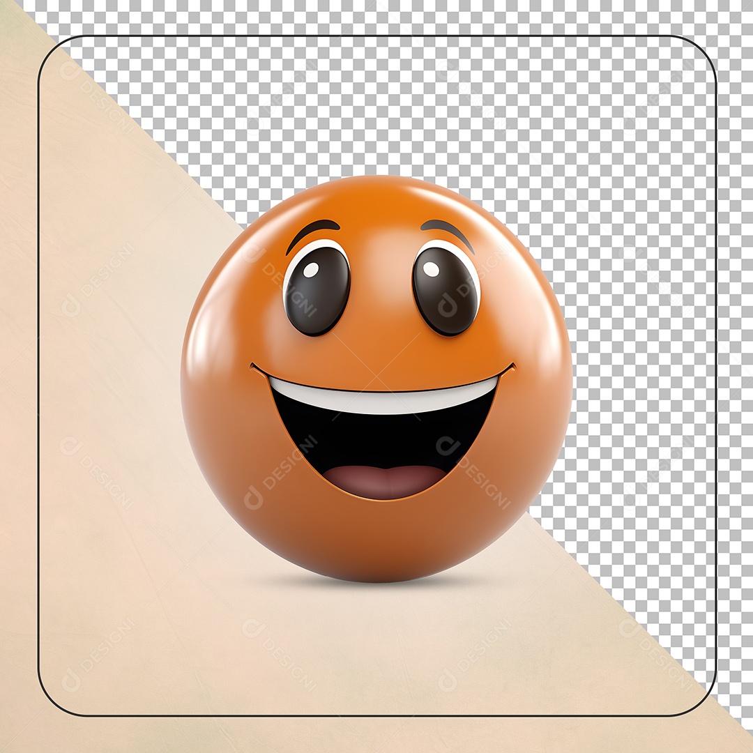 Emoji Bola Sorridente Elemento 3D para Composição PSD