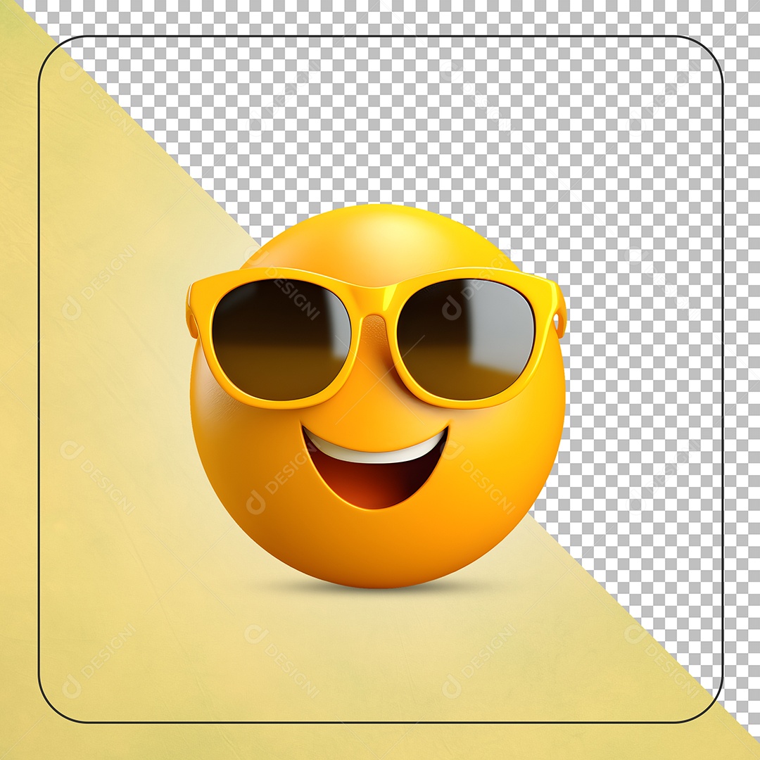 Emoji Sorridente Com Óculos De Sol Elemento 3D para Composição PSD