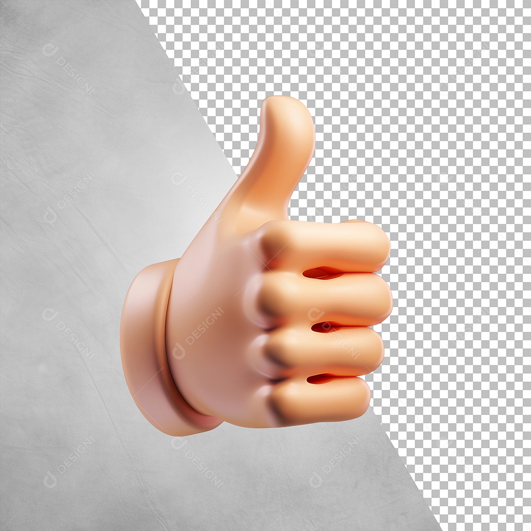 Emoji Polegar Elemento 3D para Composição PSD