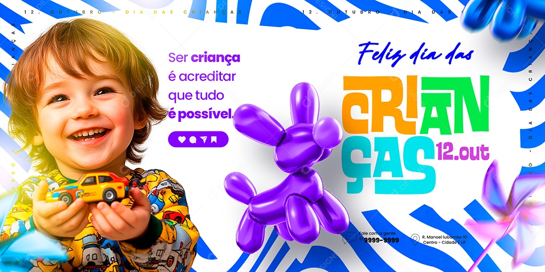 Carrossel Dia Das Crianças 12 de Outubro Social Media PSD Editável
