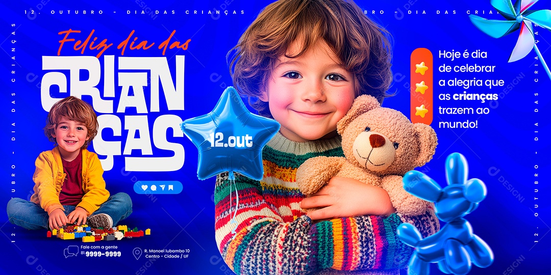 Carrossel Feliz Dia das Crianças 12 de Outubro Social Media Editável