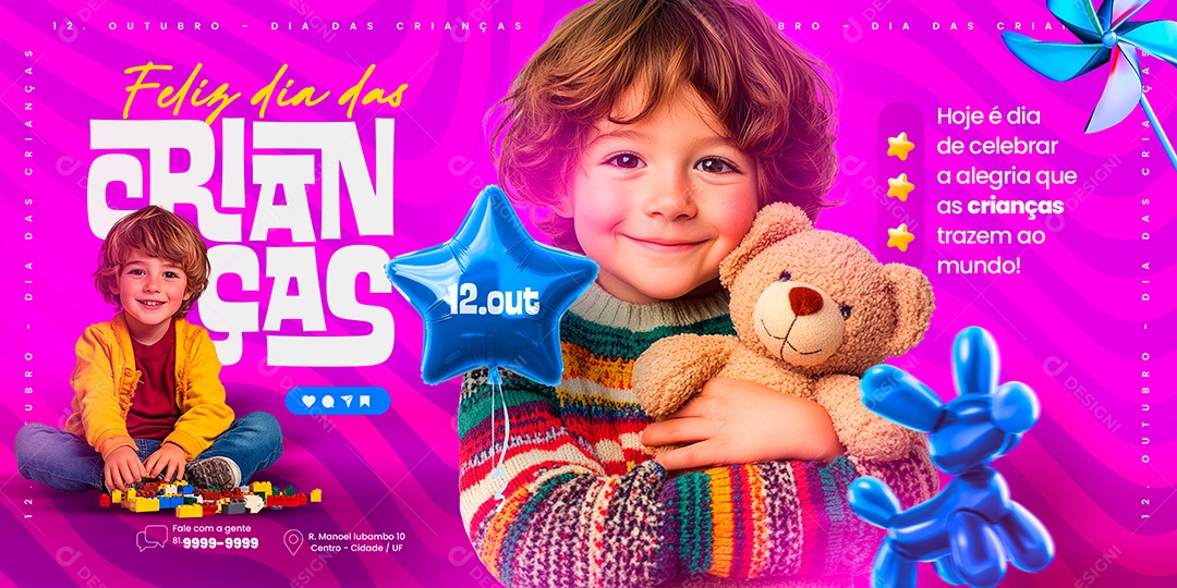 Carrossel Feliz Dia das Crianças 12 de Outubro Social Media Editável