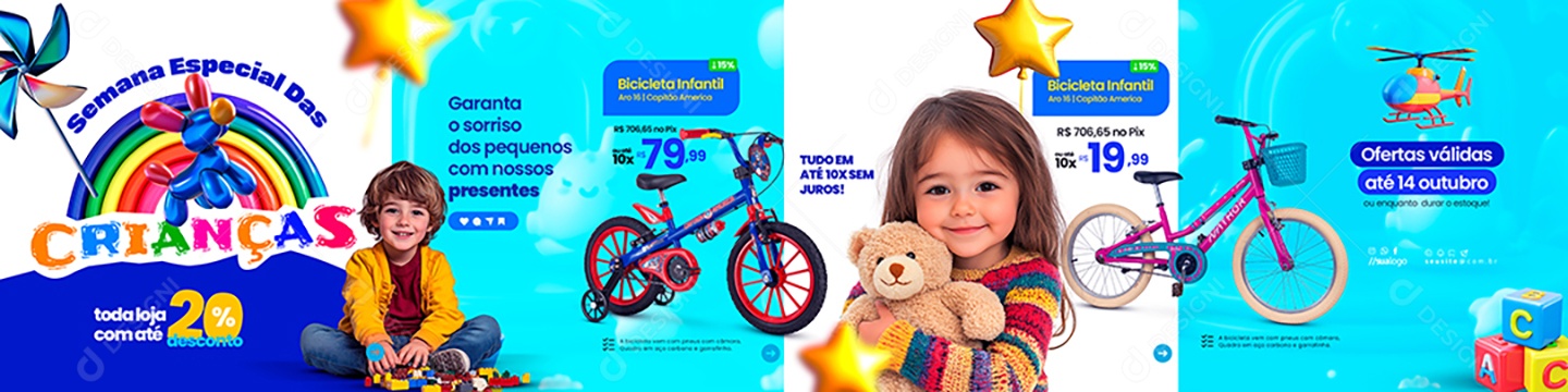 Carrossel Dia Das Crianças Loja Social Media PSD Editável