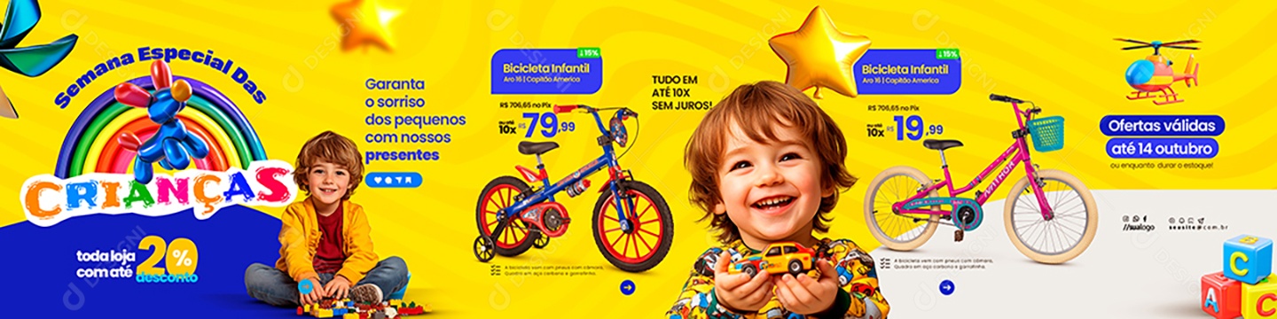 Carrossel Dia Das Crianças Loja Social Media PSD Editável