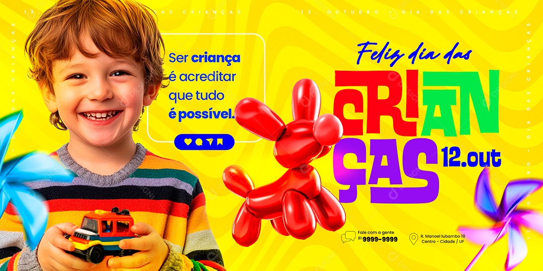 Carrossel Feliz Dia das Crianças 12 de Outubro Social Media Editável