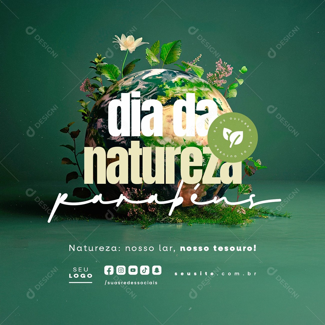 Dia da Natureza 04 de Outubro Parabéns Social Media PSD Editável