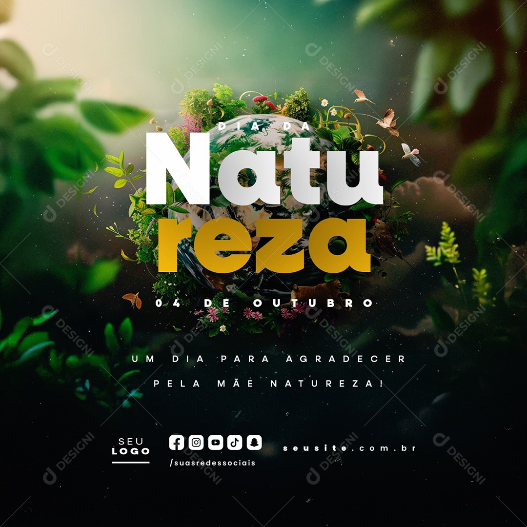 Dia da Natureza 04 de Outubro Um Dia para Agradecer Social Media PSD Editável