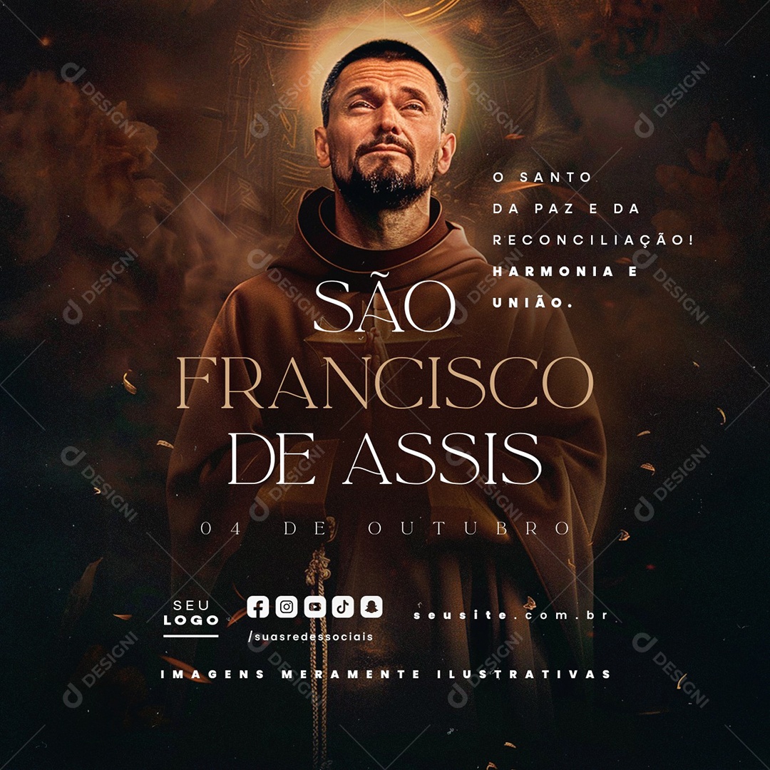 Dia de São Francisco de Assis 04 de Outubro O Santo da Paz Social Media PSD Editável