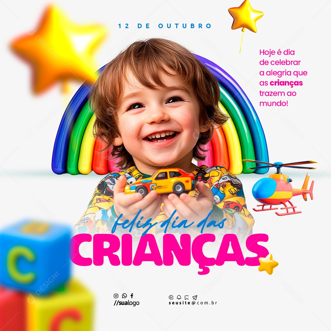 Dia Das Crianças 12 de Outubro Hoje é Dia de Celebra Social Media PSD Editável