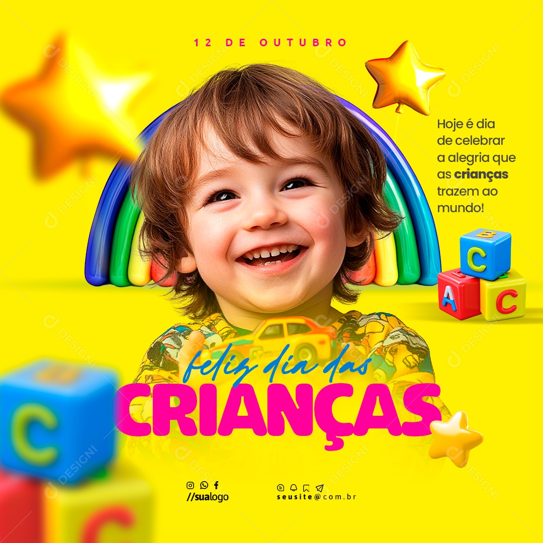 Dia Das Crianças 12 de Outubro Hoje é Dia de Celebra Social Media PSD Editável