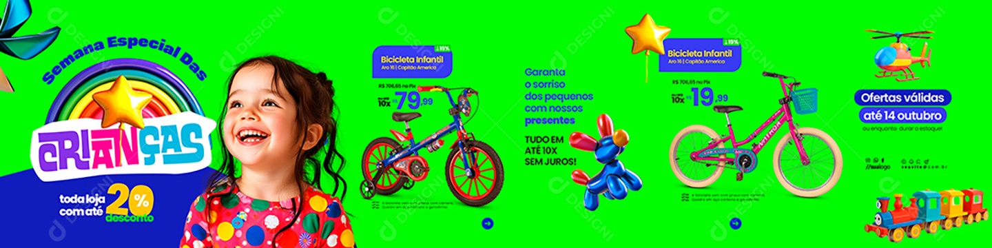 Carrossel Dia Das Crianças Loja Social Media PSD Editável