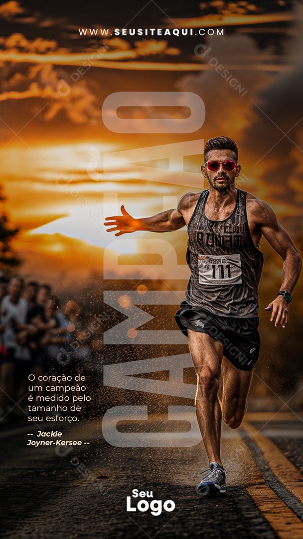 Story Frase Motivacional O Coração De Um Campeão Social Media PSD Editável