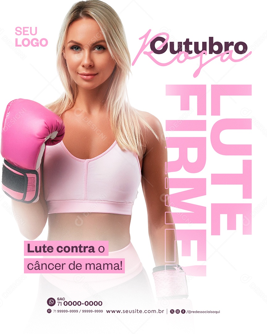 Outubro Rosa Mês de Conscientização Sobre o Câncer de Mama Social Media PSD Editável