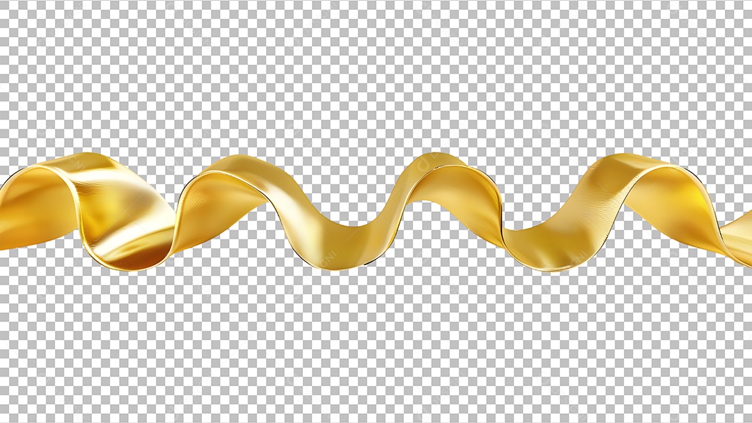 Fita Dourada Elemento 3D Para Composição PSD Editável