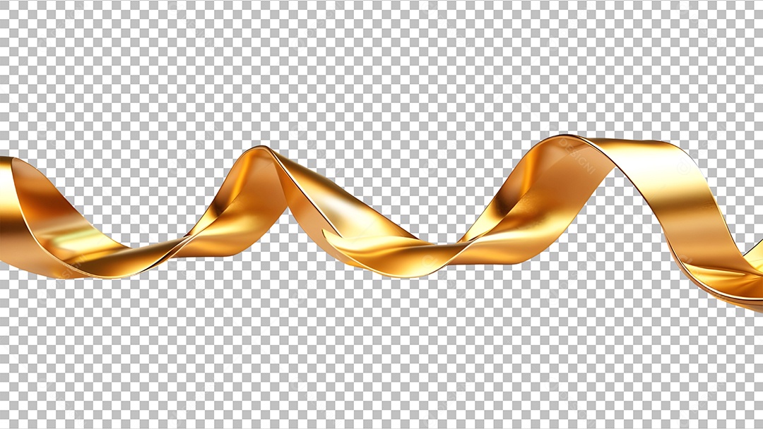 Fita Dourada Elemento 3D Para Composição PSD Editável