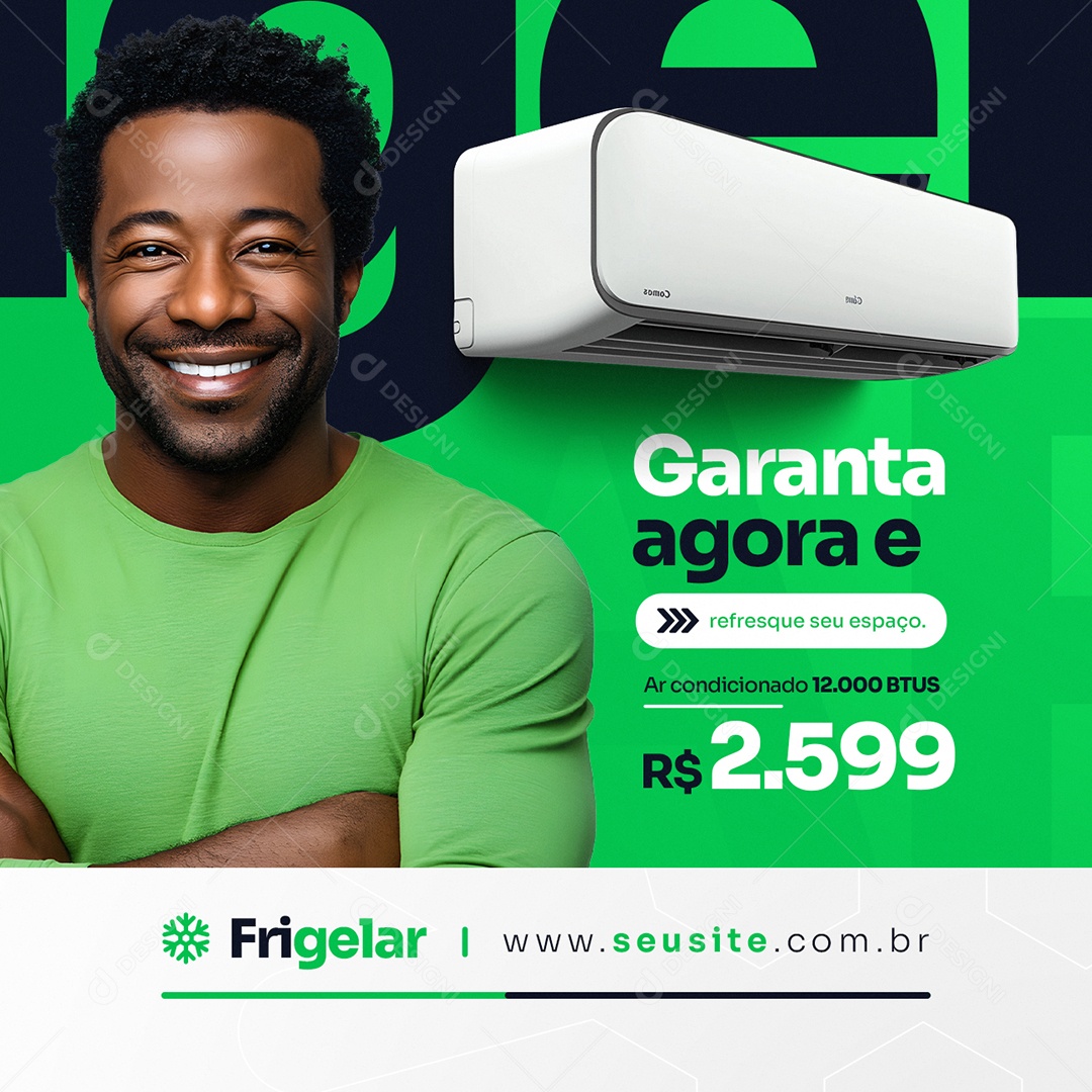 Ar Condicionado Garanta Agora e Refresque Social Media PSD Editável