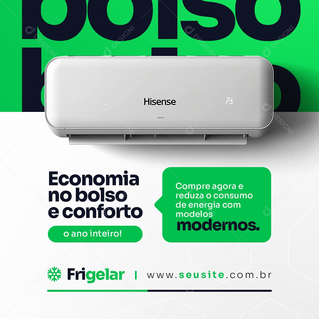 Ar Condicionado Economia no Bolso e Conforto Social Media PSD Editável