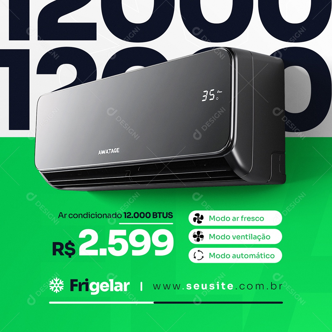 Ar Condicionado Modo Ar Fresco Social Media PSD Editável