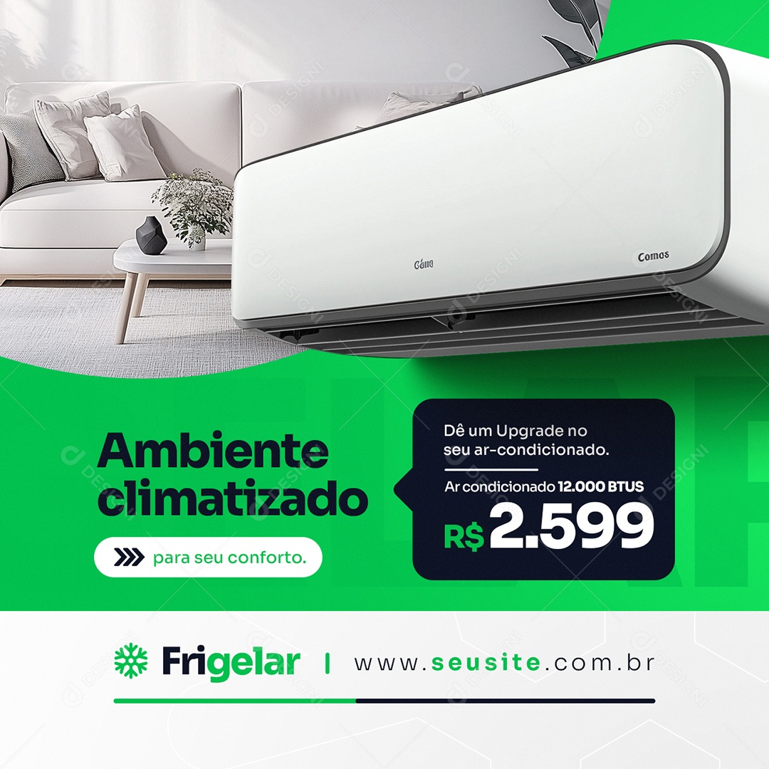 Ar Condicionado Ambiente Climatizado Social Media PSD Editável