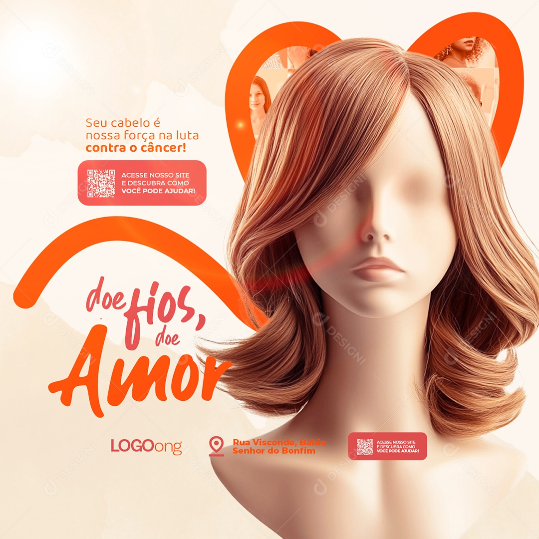 Ong Seu Cabelo é Nossa Força na Luta Contra o Câncer Social Media PSD Editável