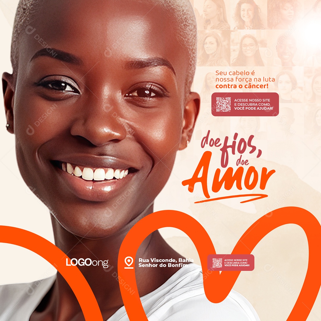 Ong Seu Cabelo é Nossa Força na Luta Contra o Câncer Social Media PSD Editável