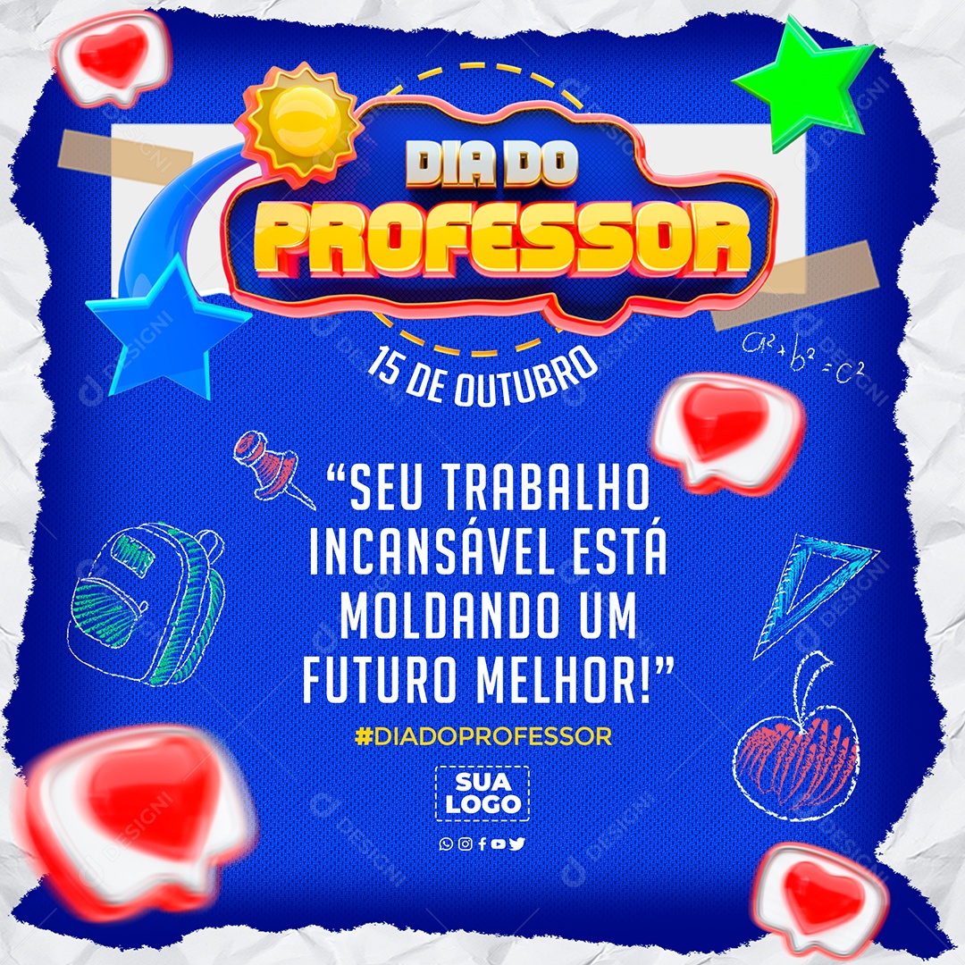 Dia Do Professor 15 de Outubro Social Media PSD Editável