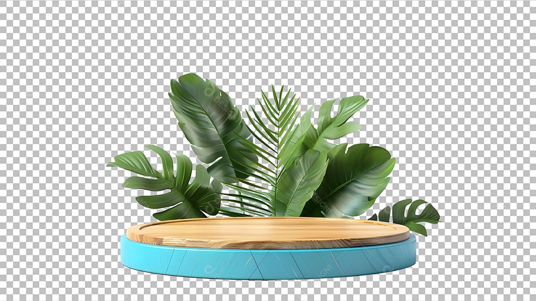 Podium De Madeira Circular Elemento 3D Para Composição PSD