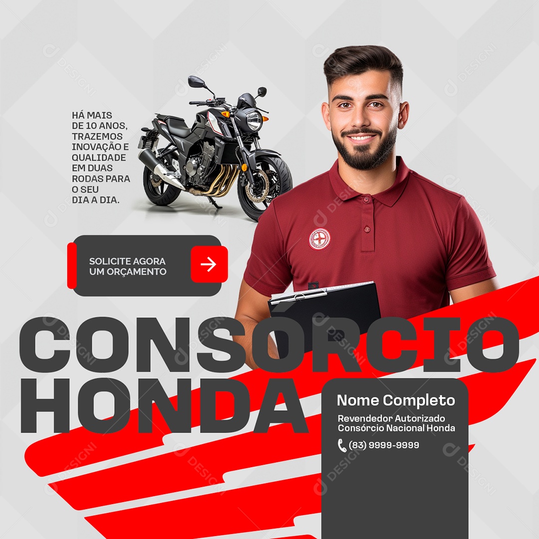 Consórcio Honda Solicite Agora Um Orçamento Social Media PSD Editável