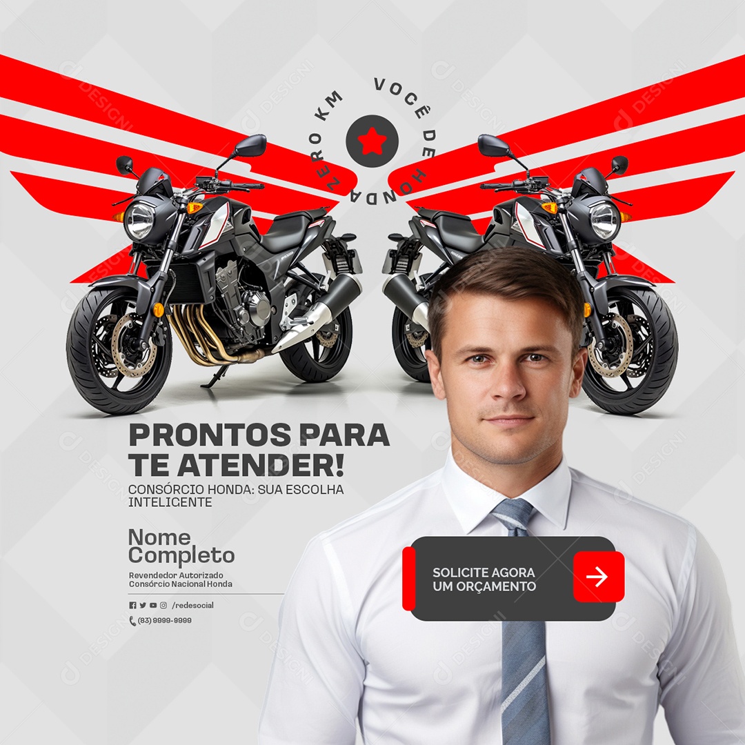 Consórcio Honda Protnos Para Te Atender Social Media PSD Editável